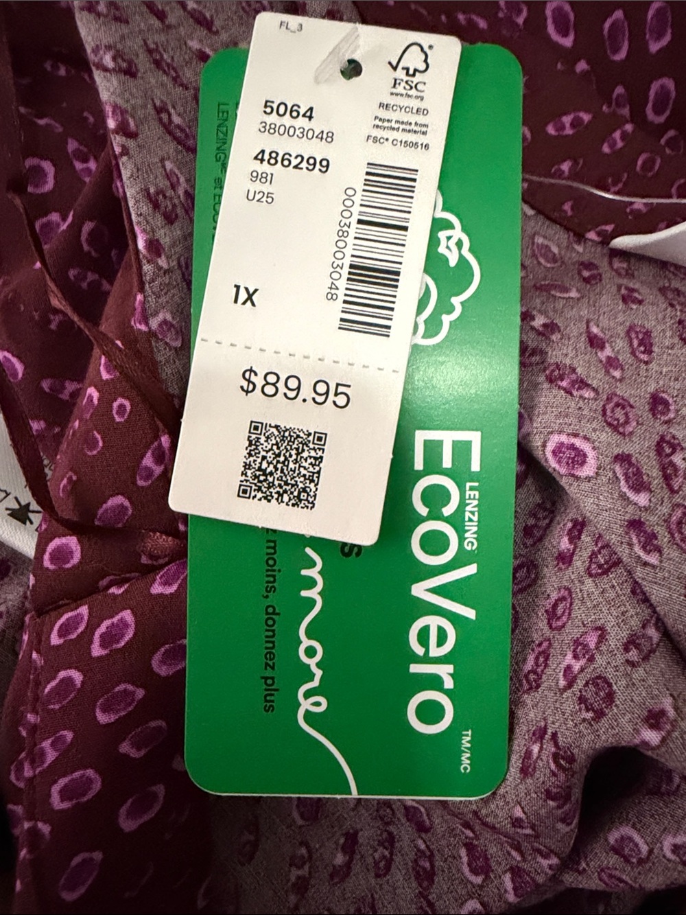 Penn. Penningtons Burgundy Abstract Print Tie Waist Midi Dress - Size 1X - Picture 14 of 14